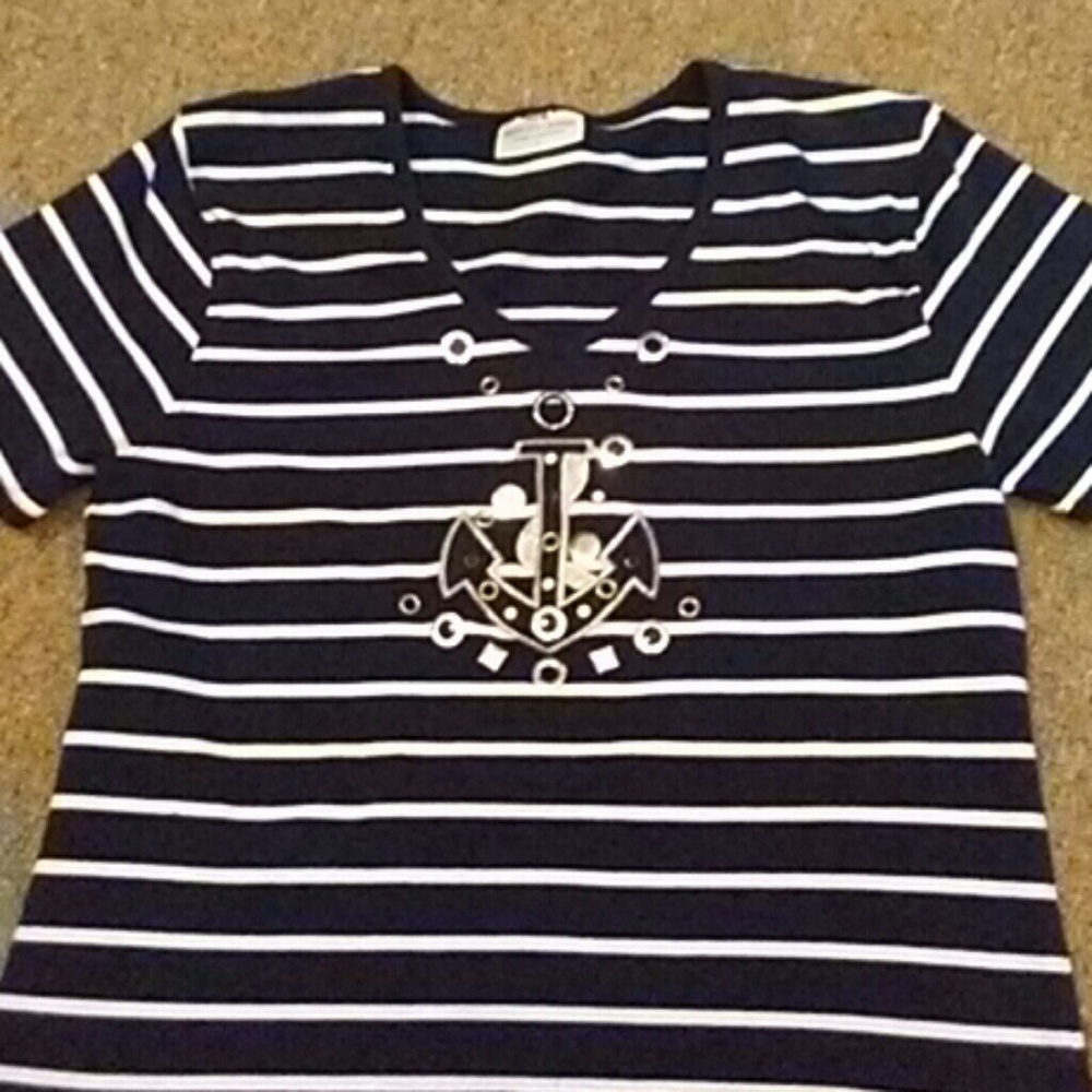 Princess cruises navy blue striped shirt
